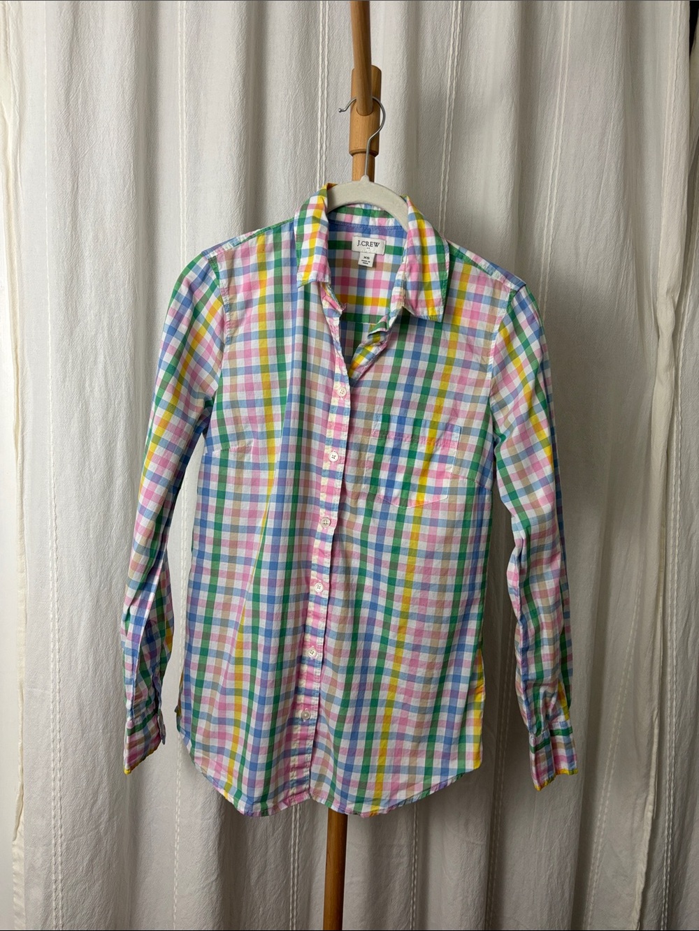 XS J.Crew Pastel Plaid Button-Up